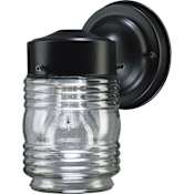 Quorum International 1 Light Outdoor Wall Sconce with Clear Jelly Jar Shade Black