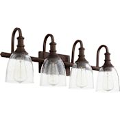 Quorum International Richmond 4 Light 27-3/4" Wide Bathroom Vanity Light with Clear Seeded Shade Oiled Bronze / Clear Seeded