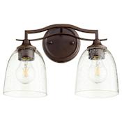 Quorum International Jardin 2 Light 15" Wide Vanity Light Oiled Bronze / Clear Seeded