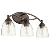 Quorum International Barkley 3 Light 21" Wide Vanity Light Oiled Bronze / Clear Seeded