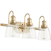 Quorum International Fort Worth 3 Light 23" Wide Vanity Light with Shades Aged Brass