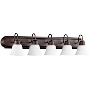Quorum International Fort Worth 5 Light 36" Wide Vanity Light Oiled Bronze / Satin Opal