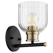 Quorum International Monarch 9" Tall Bathroom Sconce Noir / Aged Brass