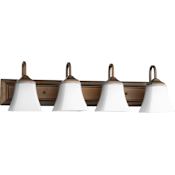 Quorum International 4 Light 30" Wide Bathroom Vanity Light Oiled Bronze / Satin Opal