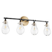 Quorum International Fort Worth 4 Light 33" Wide Vanity Light Textured Black / Aged Brass
