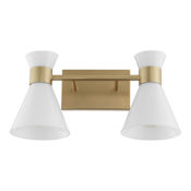 Quorum International Beldar 2 Light 19" Wide Vanity Light Aged Brass / Gloss Opal