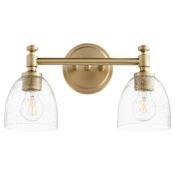 Quorum International Rossington 2 Light 17" Wide Vanity Light Aged Brass / Clear Seeded