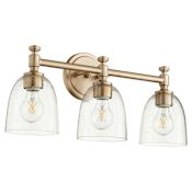 Quorum International Rossington 3 Light 22" Wide Vanity Light Aged Brass / Clear Seeded