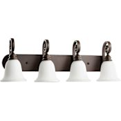 Quorum International Bryant 4 Light 31-1/2" Wide Bathroom Vanity Light Oiled Bronze / Satin Opal