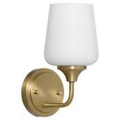 Quorum International Raymond 11" Tall Bathroom Sconce with Opal Shade Aged Brass