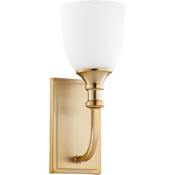 Quorum International Richmond Single Light 5-1/4" Wide Bathroom Sconce with Satin Opal Shade Aged Brass