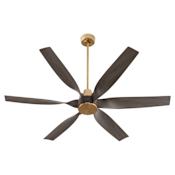 Quorum International Kimbo 60" 6 Blade Indoor / Outdoor Ceiling Fan with Wall Control Aged Brass