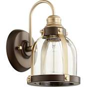 Quorum International Single Light 6-1/2" Wide Bathroom Sconce Aged Brass / Oiled Bronze