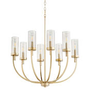 Quorum International Ladin 8 Light 28" Wide Chandelier Aged Brass / Smoke Fluted Glass