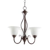 Quorum International Spencer 3 Light 20" Wide Chandelier Oiled Bronze / Satin Opal