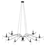 Quorum International Lorelei 8 Light 64" Wide Crystal Candle Style Chandelier Matte Black