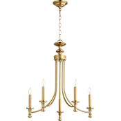 Quorum International Rossington 5 Light 22" Wide Taper Candle Chandelier Aged Brass