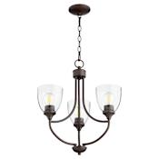 Quorum International Enclave 3 Light 19" Wide Chandelier Oiled Bronze / Clear Seeded