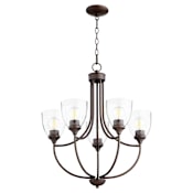 Quorum International Enclave 5 Light 24" Wide Chandelier Oiled Bronze / Clear Seeded