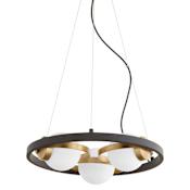 Quorum International Nimbus 3 Light 18" Wide Ring Chandelier Textured Black / Aged Brass