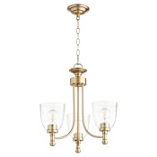 Quorum International Rossington 3 Light 18" Wide Chandelier Aged Brass / Clear Seeded