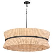 Quorum International Fairview 8 Light 36" Wide Pendant with Woven Rattan Shade Matte Black