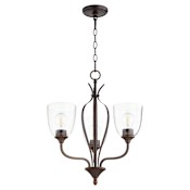 Quorum International Jardin 3 Light 20" Wide Chandelier Oiled Bronze / Clear Seeded