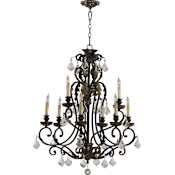 Quorum International Rio Salado 9 Light 2 Tier Chandelier Toasted Sienna With Mystic Silver