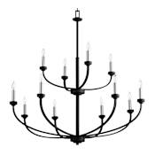Quorum International Reyes 12 Light 39" Wide Taper Candle Chandelier Noir