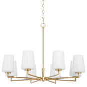 Quorum International Goodwin 8 Light 32" Wide Chandelier with Opal Shades Aged Brass