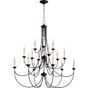 Quorum International Brooks 15 Light 3 Tier Candle Style Chandelier Oiled Bronze