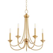 Quorum International Brooks 5 Light 22" Wide Empire Chandelier Aged Brass