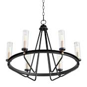 Quorum International Empire 6 Light 26" Wide Ring Chandelier Textured Black / Aged Brass