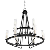 Quorum International Empire 9 Light 28" Wide Ring Chandelier Textured Black / Aged Brass