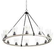 Quorum International Paxton 12 Light 46" Wide Ring Chandelier Textured Black / Weathered Oak