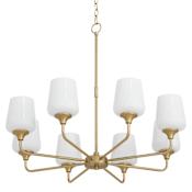 Quorum International Raymond 8 Light 32" Wide Chandelier with Opal Shades Aged Brass