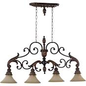 Quorum International 4 Light 48-1/2" Wide Island / Billiard Chandelier from the Madeleine Collection Corsican Gold