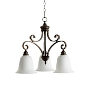 Quorum International Bryant 3 Light 25" Wide Chandelier Oiled Bronze / Satin Opal