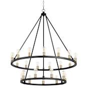 Quorum International Paxton 24 Light 42" Wide Ring Chandelier Textured Black / Aged Brass