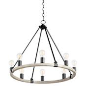 Quorum International Paxton 8 Light 27" Wide Ring Chandelier Textured Black / Weathered Oak