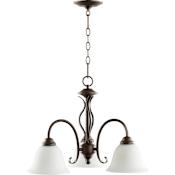 Quorum International Spencer 3 Light 21" Wide Chandelier Oiled Bronze / Satin Opal