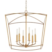 Quorum International Mantle 6 Light 24" Wide Pendant Gold Leaf
