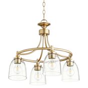 Quorum International Rossington 4 Light 21" Wide Pendant Aged Brass / Clear / Seeded