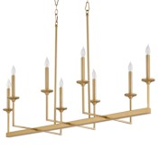 Quorum International Eldorado 8 Light 48" Wide Taper Candle Linear Chandelier Aged Brass