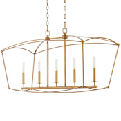 Quorum International Mantle 5 Light 48" Wide Linear Chandelier Gold Leaf