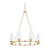Quorum International Cassini 8 Light 38" Wide Beaded Candle Style Chandelier Aged Brass