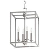 Quorum International Cuboid 4 Light 11" Wide Taper Candle Pendant Satin Nickel