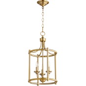 Quorum International Rossington 3 Light 12" Wide Taper Candle Chandelier Aged Brass