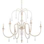 Quorum International Clasica 6 Light 36" Wide Candle Style Chandelier Washed Oak