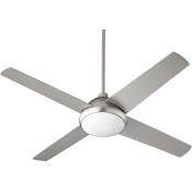 Quorum International Quest 52" 4 Blade Indoor Ceiling Fan with Light Kit and Wall Control Satin Nickel